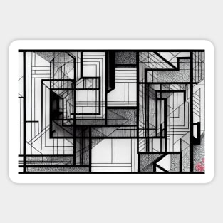 Architect Design Black and White Line Architectural Design Sticker